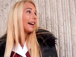 Hot non-professional blond Eurobabe screwed in bus station for money